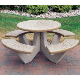 66" Concrete Round Picnic Table, Sand