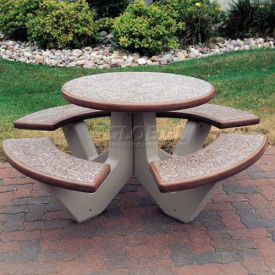 66" Concrete Round Picnic Table, Brown
