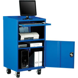 Mobile Computer Cabinet, Blue, 27"W x 24"D x 49-1/4"H