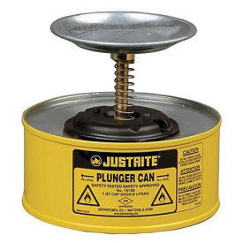 Justrite 10118 Plunger Can, 1-Quart, Yellow