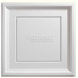 Genesis Designer Icon Coffer PVC Ceiling Tile, Waterproof & Washable, 2'L X 2'W, White, 12/Pack