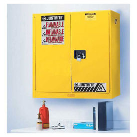 17 Gallon 2 Door, Manual, Wall Mount, Flammable Cabinet, 43"W x 18"D x 24"H, Yellow