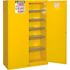 Justrite 60 Gallon Paint & Ink Cabinet, 43"W x 18"D x 65"H, Yellow