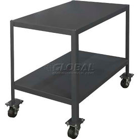 Durham Mfg. Mobile Machine Table W/ 2 Shelves, Steel Square Edge, 60"W x 24"D, Gray