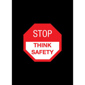 NoTrax Safety Message Mat, Stop Think Safety, 48x72", Black
