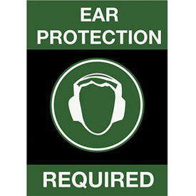 NoTrax Safety Message Mat, Ear Protection Required, 36x60", Black
