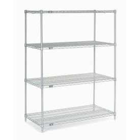 Nexel Stainless Steel Wire Shelving, 48"W x 24"D x 86"H