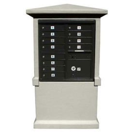 Decorative Stucco CBU Mailbox Center Column Only, TALL Pedestal in Gray