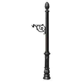 Lewiston Post, Decorative Ornate Base & Pineapple Finial, (No Mailbox), Black