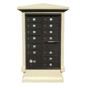 Decorative Stucco CBU Mailbox Center Column Only, SHORT Pedestal in Sandstone