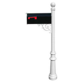 Lewiston E1 Economy Mailbox, Post Fluted Base & Ball Finial, White