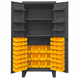 Durham Bin Cabinet HDC36-60-2S6D95 - With 60 Hook-On Bins & Shelves, 36"W x 24"D x 78"H