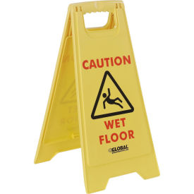 Global Industrial Floor Sign 2 Sided - Caution Wet Floor