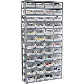 13 Shelf Steel Shelving with (48) 4"H Plastic Shelf Bins, Beige, 36x12x72