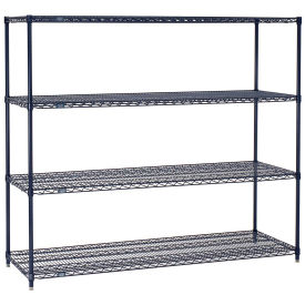 Nexelon Wire Shelving, Blue Epoxy, 54"W X 24"D X 74"H