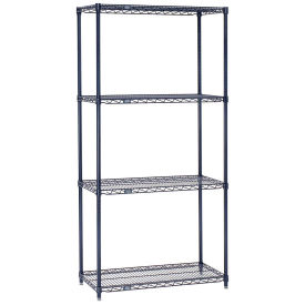 Nexelon Wire Shelving, Blue Epoxy, 30"W X 18"D X 54"H