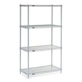 Nexelate Wire Shelving Starter Unit, Silver Epoxy, 24"W X 24"D X 54"H