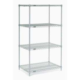 Nexelate Wire Shelving Starter Unit, Silver Epoxy, 42"W X 21"D X 63"H