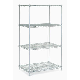 Nexelate Wire Shelving Starter Unit, Silver Epoxy, 54"W X 21"D X 63"H
