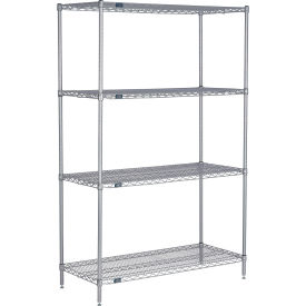 Nexelate Wire Shelving Starter Unit, Silver Epoxy, 54"W X 21"D X 86"H