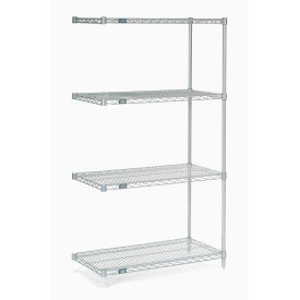 Nexelate Wire Shelving Add-On, Silver Epoxy, 42"W X 18"D X 54"H
