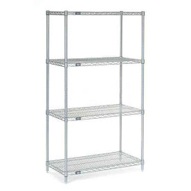 Nexelate Wire Shelving Starter Unit, Silver Epoxy, 36"W X 14"D X 54"H