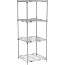 Nexelate Wire Shelving Starter Unit, Silver Epoxy, 24"W X 24"D X 63"H