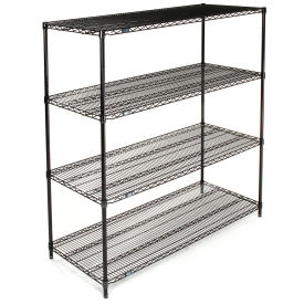 Nexel Wire Shelving, Black Epoxy, 54"W X 24"D X 63"H