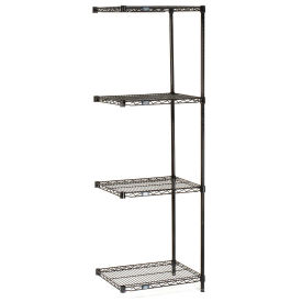 Nexel Wire Shelving Add-On, Black Epoxy, 24"W X 18"D X 74"H