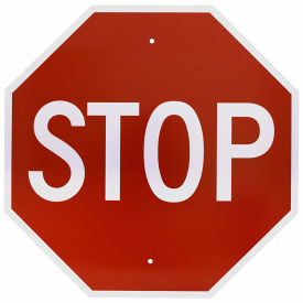 NMC Traffic Sign, Stop Sign, 30" X 30", White/Red, TM81H