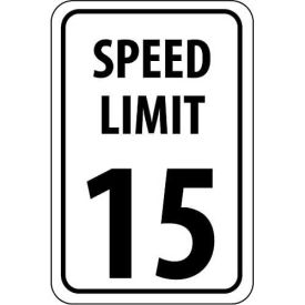 NMC Traffic Sign, 15 MPH Speed Limit Sign, 18" X 12", White/Black, TM19G