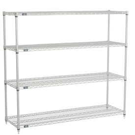 Nexelate Wire Shelving Starter Unit, Silver Epoxy, 60"W x 18"D x 54"H