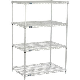 Nexelate Wire Shelving Starter Unit, Silver Epoxy, 36"W x 24"D x 54"H