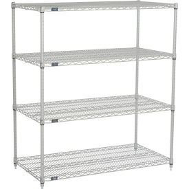 Nexelate Wire Shelving Starter Unit, Silver Epoxy, 48"W x 24"D x 54"H