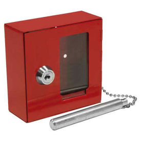 Barska Breakable Emergency Key Box w/Attached Hammer B Style, 3-15/16"W x 1-9/16"D x 3-15/16"H, Red