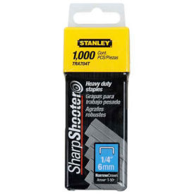 Stanley Heavy-Duty Narrow Crown Staples 1/4", 1,000 Pack, TRA704T