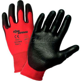 Red Nylon Shell Coated Gloves, Black Poly Palm Coat, Large, 701CRPB/L - Pkg Qty 12