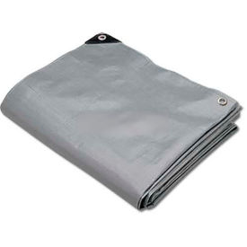 Hygrade Heavy Duty Super Cover Poly Tarp, 10 Mil, Silver/Black, 30'L X 40'W