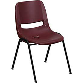 Ergonomic Shell Stack Chair, Burgundy, Plastic - Pkg Qty 4
