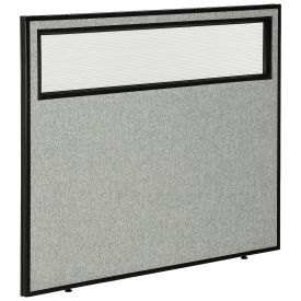 48-1/4"W x 42"H Office Partition Panel with Partial Window, Gray