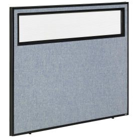 48-1/4"W x 42"H Office Partition Panel with Partial Window, Blue