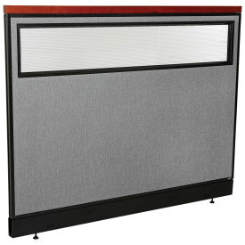 60-1/4"W x 47-1/2"H Deluxe Office Partition Panel with Partial Window & Raceway, Gray