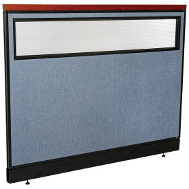 60-1/4"W x 47-1/2"H Deluxe Office Partition Panel with Partial Window & Raceway, Blue