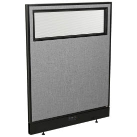 36-1/4"W x 46"H Electric Office Partition Panel with Partial Window, Gray
