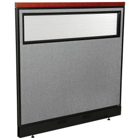 48-1/4"W x 47-1/2"H Deluxe Office Partition Panel with Partial Window & Pass-Thru Cable, Gray