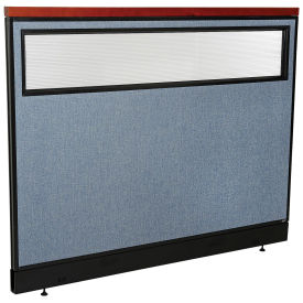 60-1/4"W x 47-1/2"H Deluxe Office Partition Panel with Partial Window & Pass-Thru Cable, Blue
