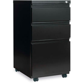 Alera ALEPBBBFBL Three-Drawer Mobile Pedestal File W/Full-Length Pull,14-7/8w x 19-1/8d