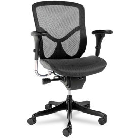 Alera EQ Series Ergonomic Multifunction Mid-Back Mesh Chair, Black Base