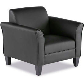 Alera Reception Club Chair, Leather, Black