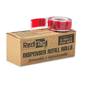 Redi-Tag RTG91012 Printed Message Arrow Flag Refills, "Sign Here", 6 Rolls of 120 Flags/Box